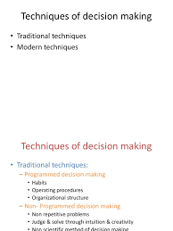different techniques of decision making